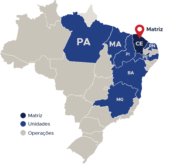 Mapa do Brasil com as unidades da Makro